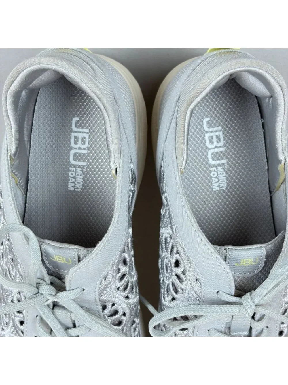 Jambu JBU Solar Casual Sneakers Womens 9 Gray Floral Crochet Low Top Lace Up
